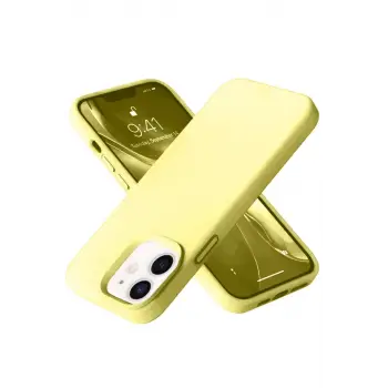 Newface Apple iPhone 12 Kılıf Nano içi Kadife Silikon- Sarı