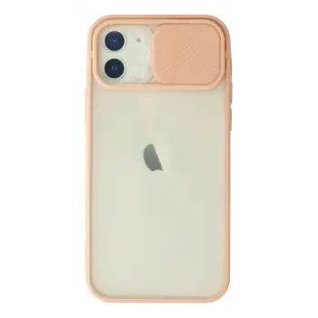 Newface Apple iPhone 12 Kılıf Palm Buzlu Kamera Sürgülü Silikon - Pembe