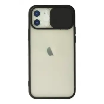 Newface Apple iPhone 12 Kılıf Palm Buzlu Kamera Sürgülü Silikon - Siyah