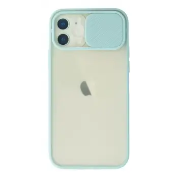 Newface Apple iPhone 12 Kılıf Palm Buzlu Kamera Sürgülü Silikon - Turkuaz