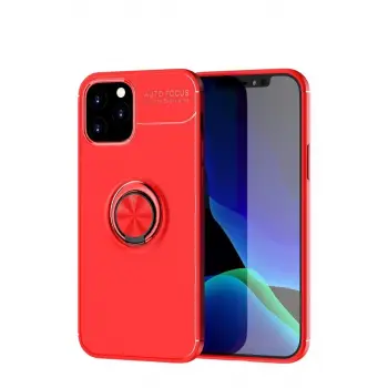 Newface Apple iPhone 12 Kılıf Range Yüzüklü Silikon - Kırmızı