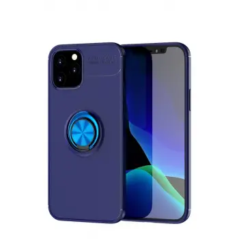 Newface Apple iPhone 12 Kılıf Range Yüzüklü Silikon - Mavi