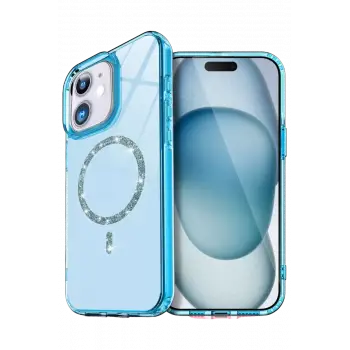 Newface Apple iPhone 12 Live Diamond Magsafe Kapak - Mavi