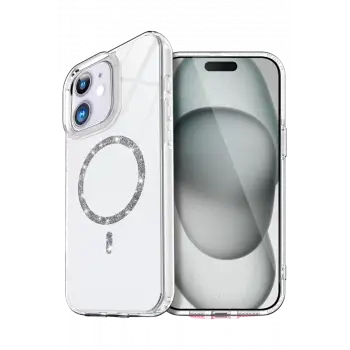 Newface Apple iPhone 12 Live Diamond Magsafe Kapak - Şeffaf