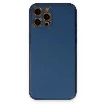 Newface Apple iPhone 12 Pro Kılıf Coco Deri Silikon Kapak - Açık Mavi