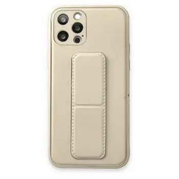 Newface Apple iPhone 12 Pro Kılıf Coco Deri Standlı Kapak - Beyaz