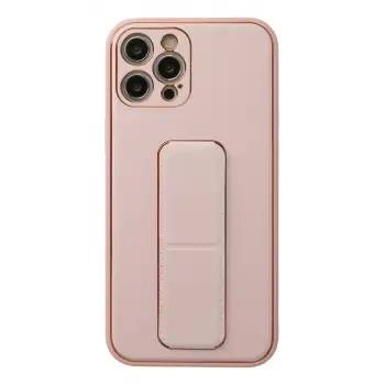 Newface Apple iPhone 12 Pro Kılıf Coco Deri Standlı Kapak - Pembe