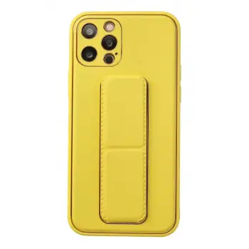 Newface Apple iPhone 12 Pro Kılıf Coco Deri Standlı Kapak - Sarı