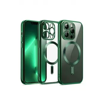 Newface Apple iPhone 12 Pro Kılıf Kross Magneticsafe Kapak - Koyu Yeşil