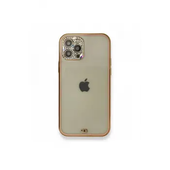 Newface Apple iPhone 12 Pro Kılıf Liva Taşlı Silikon - Pembe