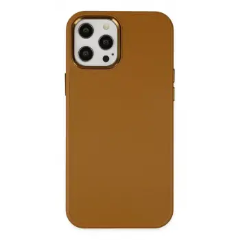 Newface Apple iPhone 12 Pro Max Kılıf Asya Deri Silikon - Kahverengi