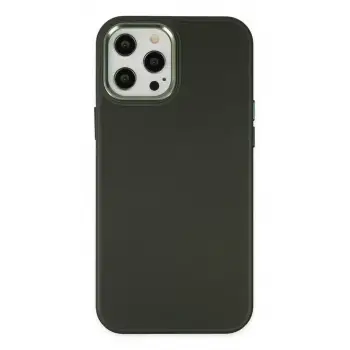 Newface Apple iPhone 12 Pro Max Kılıf Asya Deri Silikon - Koyu Yeşil