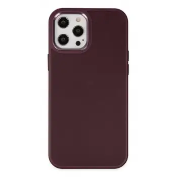 Newface Apple iPhone 12 Pro Max Kılıf Asya Deri Silikon - Mürdüm