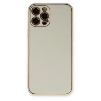 Newface Apple iPhone 12 Pro Max Kılıf Coco Deri Silikon Kapak - Beyaz