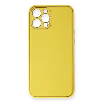 Newface Apple iPhone 12 Pro Max Kılıf Coco Deri Silikon Kapak - Sarı