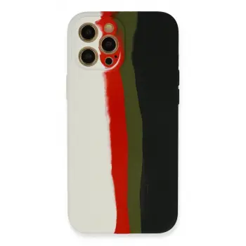 Newface Apple iPhone 12 Pro Max Kılıf Ebruli Lansman Silikon - Beyaz-Siyah