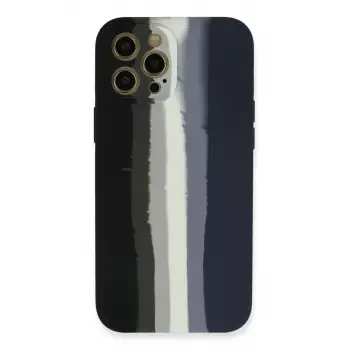 Newface Apple iPhone 12 Pro Max Kılıf Ebruli Lansman Silikon - Siyah-Lacivert
