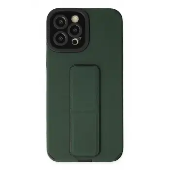 Newface Apple iPhone 12 Pro Max Kılıf Mega Standlı Silikon - Yeşil