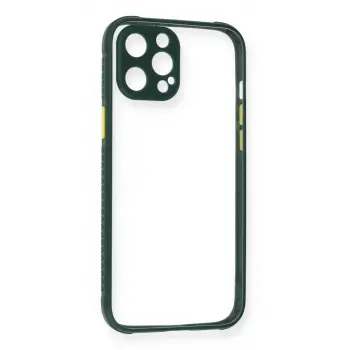 Newface Apple iPhone 12 Pro Max Kılıf Miami Şeffaf Silikon - Koyu Yeşil