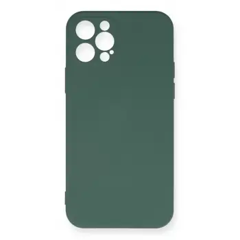 Newface Apple iPhone 12 Pro Max Kılıf Nano içi Kadife Silikon - Koyu Yeşil