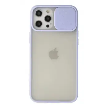 Newface Apple iPhone 12 Pro Max Kılıf Palm Buzlu Kamera Sürgülü Silikon - Lila