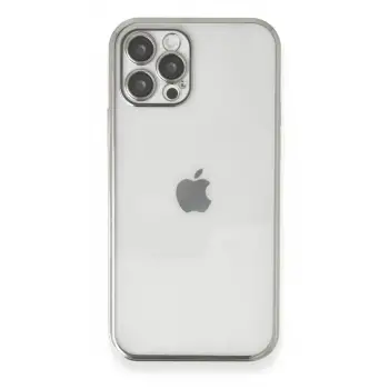 Newface Apple iPhone 12 Pro Max Kılıf Razer Lensli Silikon - Gümüş