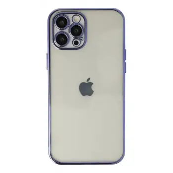 Newface Apple iPhone 12 Pro Max Kılıf Razer Lensli Silikon - Mor