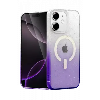 Newface Apple iPhone 12 Pummel Shiny Magsafe Kapak - Mor