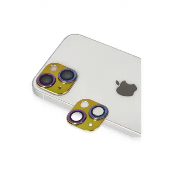Newface Apple iPhone 13 Pers Alüminyum Kamera Lens - Rainbow