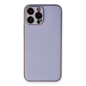 Newface Apple iPhone 13 Pro Kılıf Coco Deri Silikon Kapak - Açık Lila
