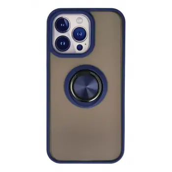 Newface Apple iPhone 13 Pro Kılıf Montreal Yüzüklü Silikon Kapak - Lacivert