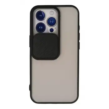 Newface Apple iPhone 13 Pro Kılıf Palm Buzlu Kamera Sürgülü Silikon - Siyah
