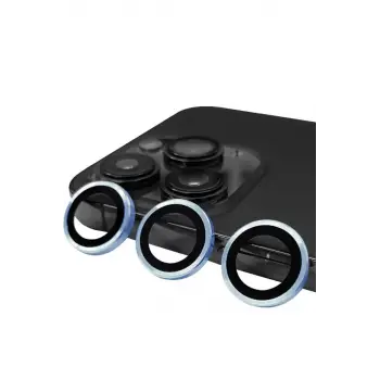 Newface Apple iPhone 13 Pro Max Raze Metal Kamera Lens - Mavi