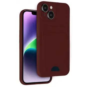 Newface Apple iPhone 14 Kılıf Kelvin Kartvizitli Silikon - Bordo