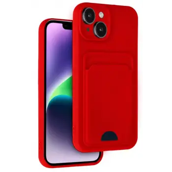Newface Apple iPhone 14 Kılıf Kelvin Kartvizitli Silikon - Kırmızı