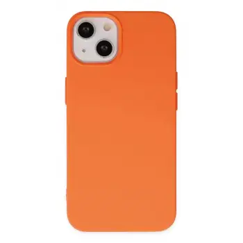 Newface Apple iPhone 14 Kılıf Nano içi Kadife Silikon - Turuncu