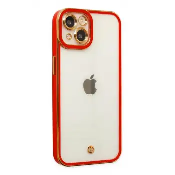 Newface Apple iPhone 14 Plus Kılıf Liva Lens Silikon - Kırmızı