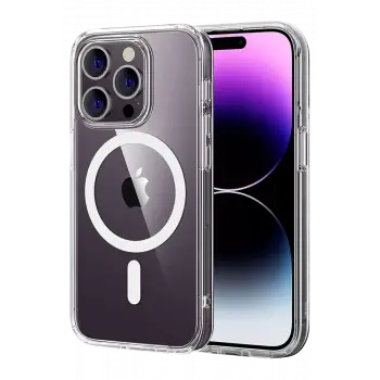 Newface Apple iPhone 14 Pro Max Combo Sert Şeffaf Magsafe Kapak - Şeffaf