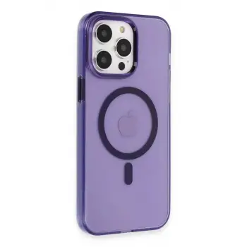 Newface Apple iPhone 14 Pro Max Kılıf Tron Şeffaf Magsafe Kapak - Derin Mor