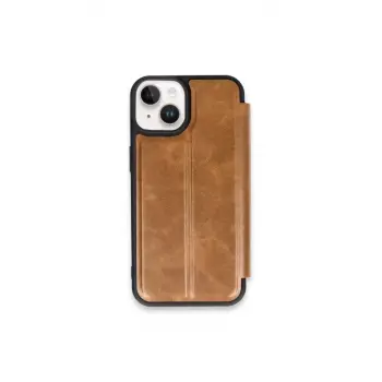 Newface Apple iPhone 15 Kılıf Flip Cover - Taba