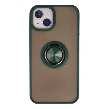 Newface Apple iPhone 15 Kılıf Montreal Yüzüklü Silikon Kapak - Yeşil