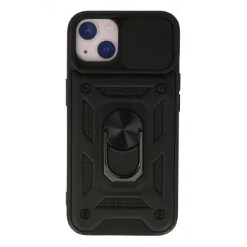 Newface Apple iPhone 15 Kılıf Pars Lens Yüzüklü Silikon - Siyah