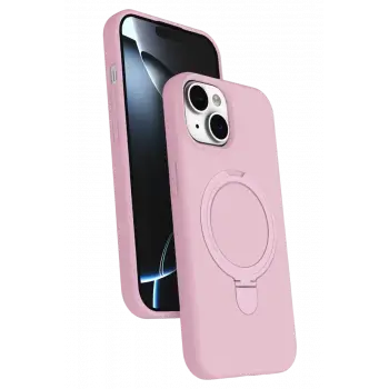 Newface Apple iPhone 15 Plus Regal Magsafe Standlı Kapak - Açık Pembe