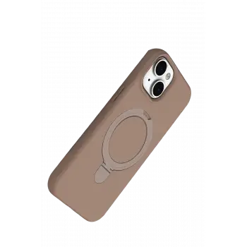 Newface Apple iPhone 15 Plus Regal Magsafe Standlı Kapak - Çöl Titanyum