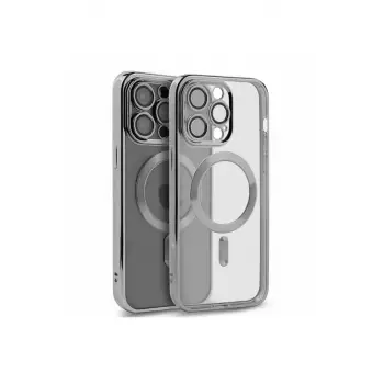 Newface Apple iPhone 15 Pro Kılıf Kross Magneticsafe Kapak - Gümüş