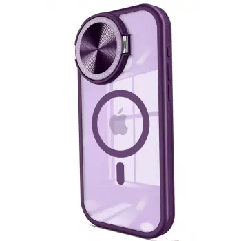 Newface Apple iPhone 15 Pro Kılıf Teleskop Lens Magsafe Silikon Kapak - Derin Mor