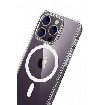 Newface Apple iPhone 15 Pro Max Combo Sert Şeffaf Magsafe Kapak - Şeffaf