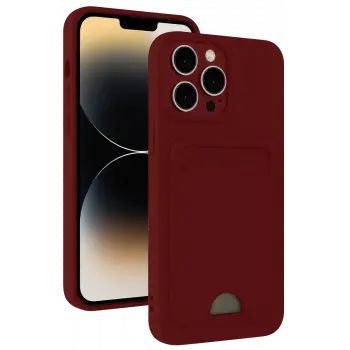 Newface Apple iPhone 15 Pro Max Kılıf Kelvin Kartvizitli Silikon - Bordo