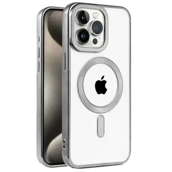 Newface Apple iPhone 15 Pro Max Kılıf Kronos Magsafe Kapak - Titanyum Gri