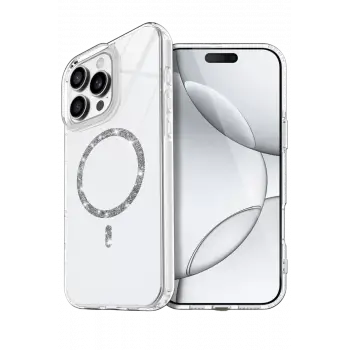 Newface Apple iPhone 15 Pro Max Live Diamond Magsafe Kapak - Şeffaf